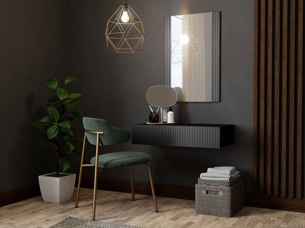 Veneti Závesný toaletný stolík so zrkadlom CRATO - čierny
